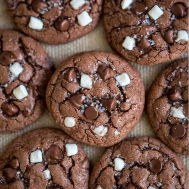 Delicious hot chocolate cookies fresh from the oven, perfect for holiday baking.