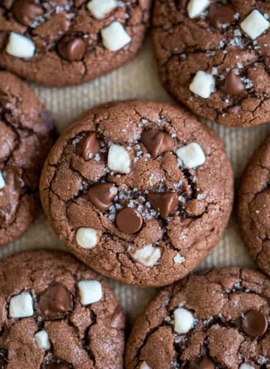 Delicious hot chocolate cookies fresh from the oven, perfect for holiday baking.