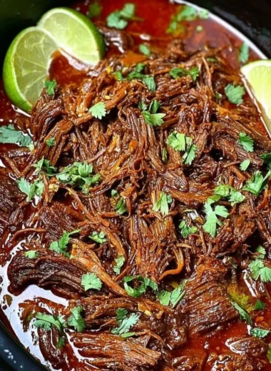 Deliciously tender Crockpot Barbacoa Beef served in tacos