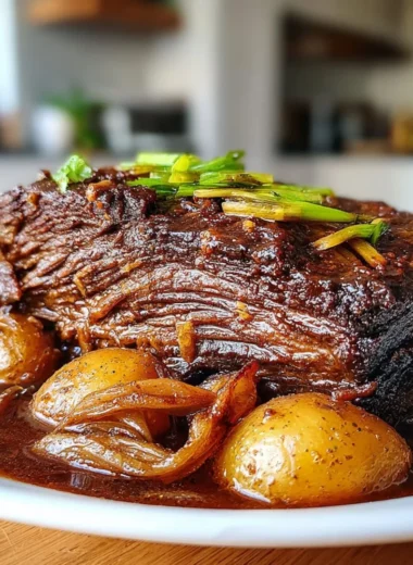 Juicy slow cooked beef brisket served with sides