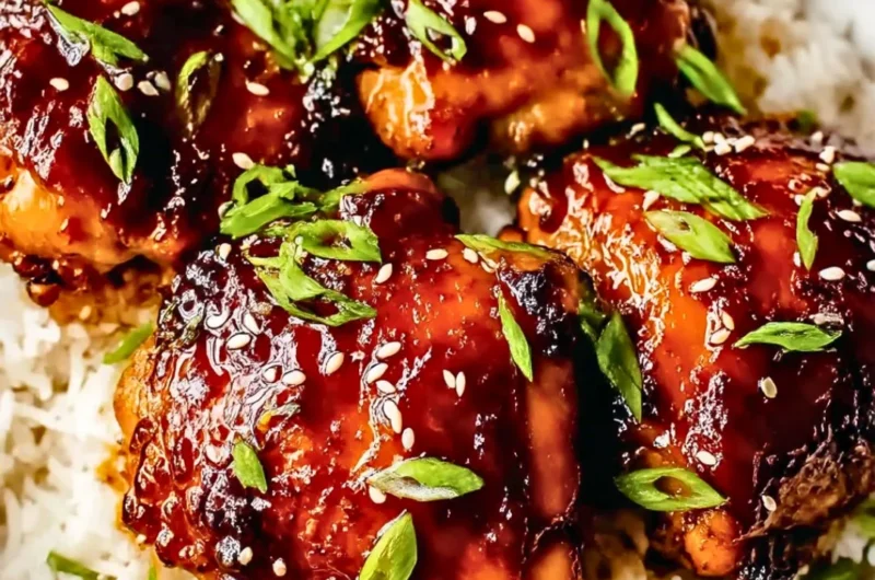 Delicious slow cooker honey garlic chicken served on a plate