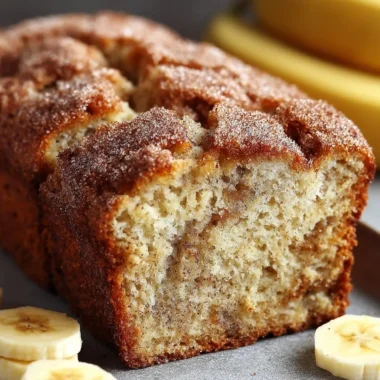 Freshly baked snickerdoodle banana bread with cinnamon topping