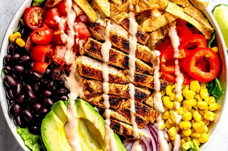Delicious Southwest Avocado Chicken Salad with fresh ingredients