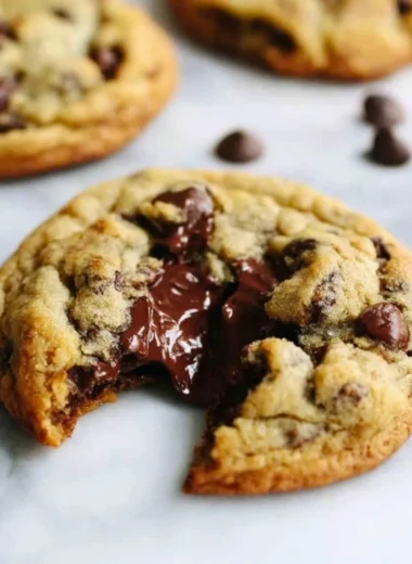 Delicious homemade chocolate chip cookies on a plate.