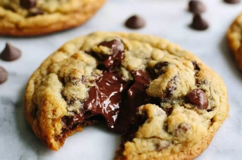Delicious homemade chocolate chip cookies on a plate.