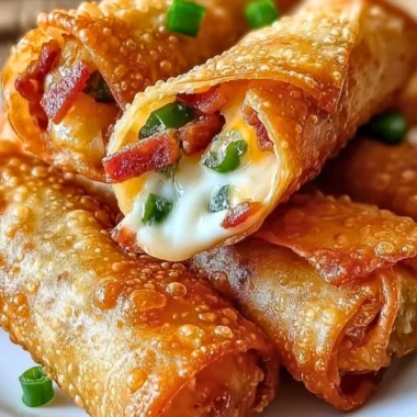 Crispy Bacon Jalapeño Popper Eggrolls served with creamy dip