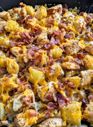 Blackstone Chicken Bacon Ranch Skillet with crispy chicken and bacon