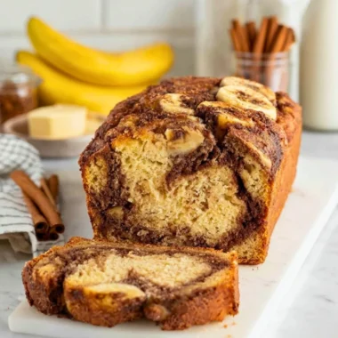 Delicious cinnamon swirl banana bread fresh out of the oven