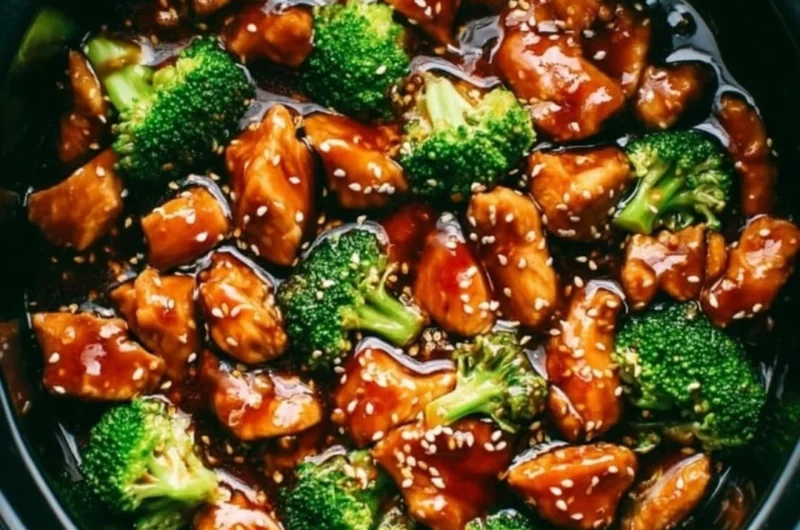 Delicious Dump and Go Crockpot Teriyaki Chicken dish served with rice and vegetables.