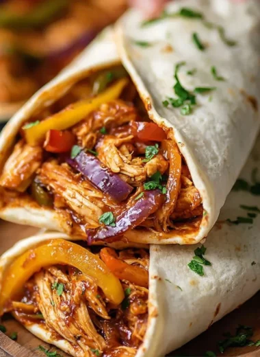 Delicious Crockpot Chicken Fajitas served on a plate with colorful vegetables