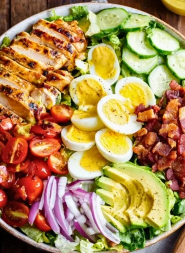 Grilled Chicken Cobb Salad with fresh vegetables and toppings