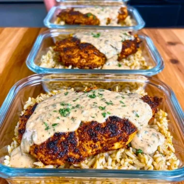 Creamy Cajun Chicken and Rice dish filled with high protein and bold flavors