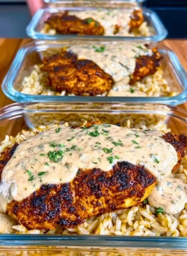 Creamy Cajun Chicken and Rice dish filled with high protein and bold flavors