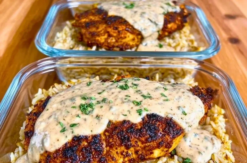 Creamy Cajun Chicken and Rice dish filled with high protein and bold flavors