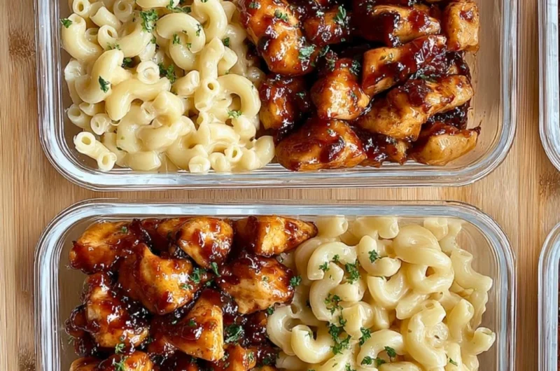 Delicious Honey Pepper Chicken Mac and Cheese dish with a creamy texture