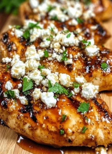 Hot Honey Feta Chicken served with fresh herbs and side dishes