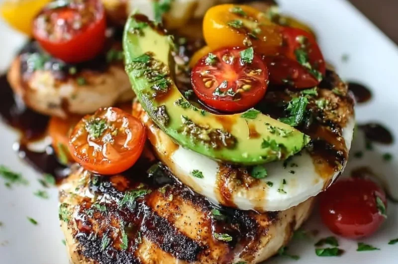 Juicy Grilled California Avocado Chicken served with fresh herbs and spices