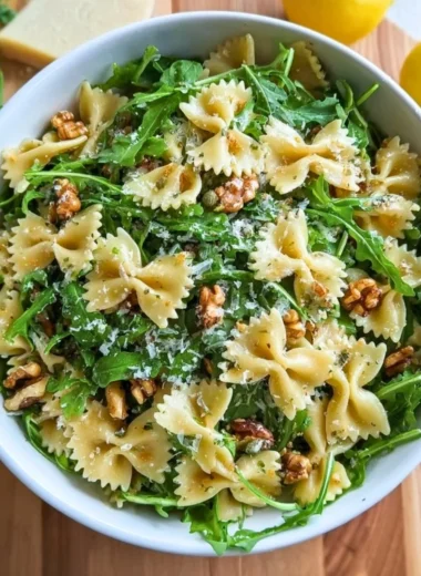 Delicious Lemon Arugula Pasta Salad with fresh ingredients and vibrant flavors