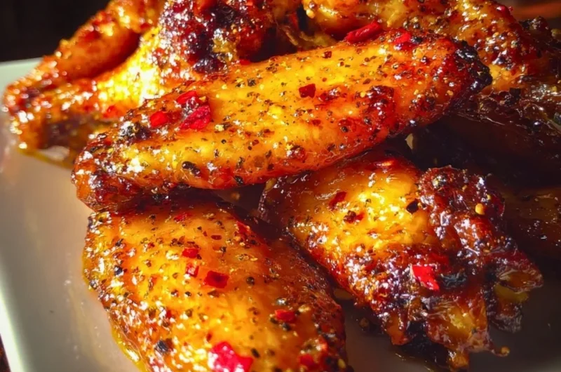 Pineapple Cowboy Candy Chicken Wings ready to serve on a plate