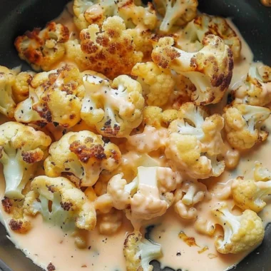 Delicious serving of creamy cauliflower mac and cheese in a bowl