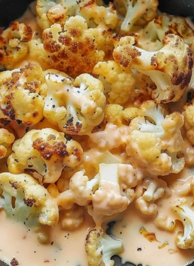 Delicious serving of creamy cauliflower mac and cheese in a bowl