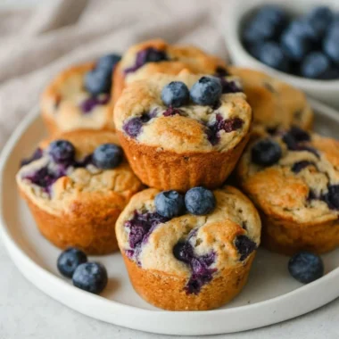 Blueberry cottage cheese muffins fresh out of the oven