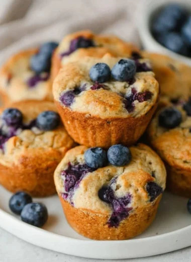 Blueberry cottage cheese muffins fresh out of the oven