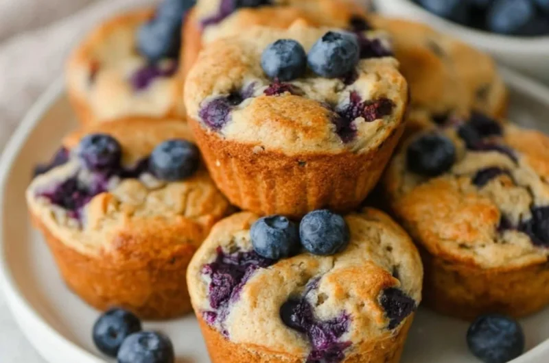Blueberry cottage cheese muffins fresh out of the oven