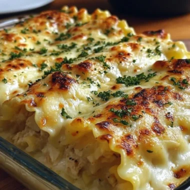 Creamy Chicken Alfredo Lasagna Rolls on a plate with fresh herbs