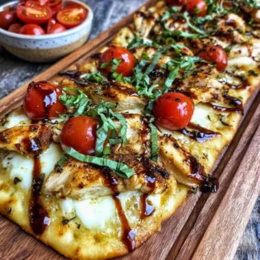 Delicious Chicken Caprese Flatbread with fresh ingredients