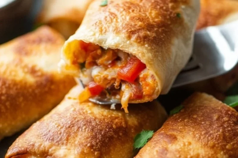 Delicious Chicken Chimichangas served with salsa and guacamole
