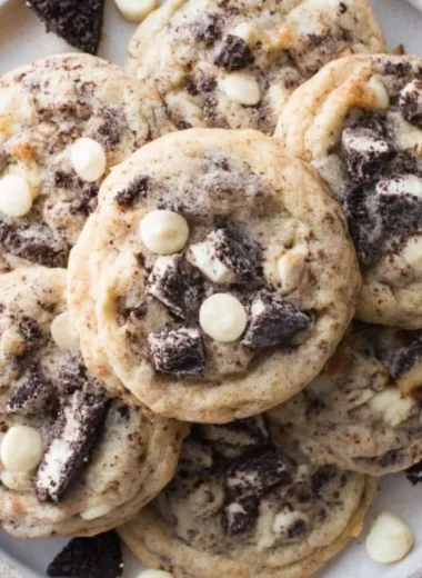 Delicious homemade Cookies and Cream Cookies on a plate