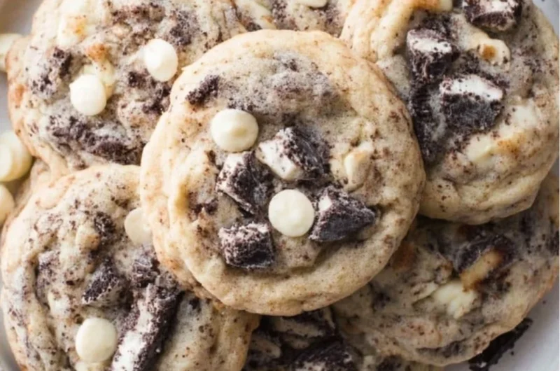 Delicious homemade Cookies and Cream Cookies on a plate