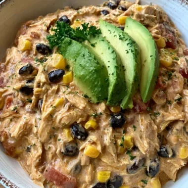 Delicious Crock Pot Fiesta Chicken with vibrant spices and ingredients.