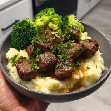 Juicy garlic butter steak bites served on a plate
