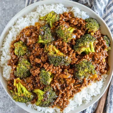 Honey garlic ground beef stir-fry with broccoli
