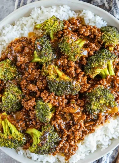 Honey garlic ground beef stir-fry with broccoli