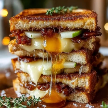 Delicious Hot Honey Apple Cheddar Beef Bacon Grilled Cheese sandwich