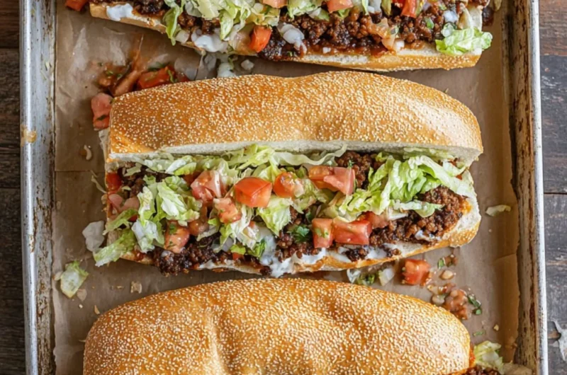 Mexican Chopped Cheese Sandwich topped with fresh ingredients and spices