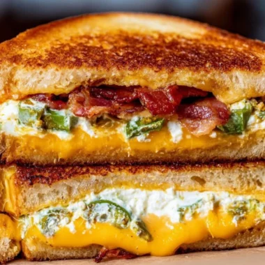 Roasted jalapeno popper grilled cheese sandwich with melted cheese and jalapenos