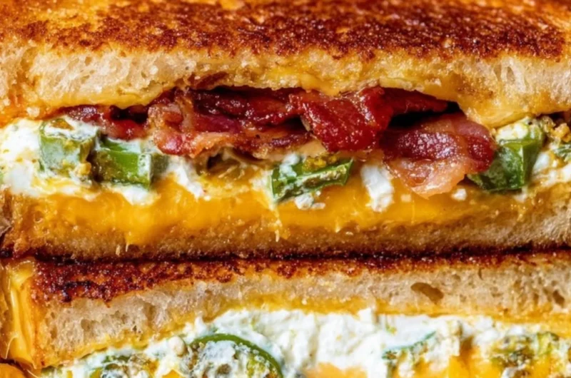 Roasted jalapeno popper grilled cheese sandwich with melted cheese and jalapenos