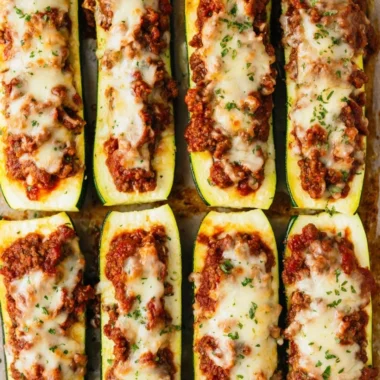 Savory stuffed zucchini boats filled with savory ingredients