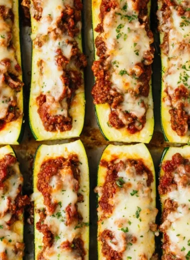 Savory stuffed zucchini boats filled with savory ingredients