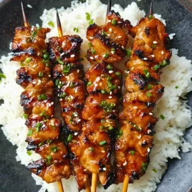 Delicious Teriyaki Chicken Skewers grilled to perfection