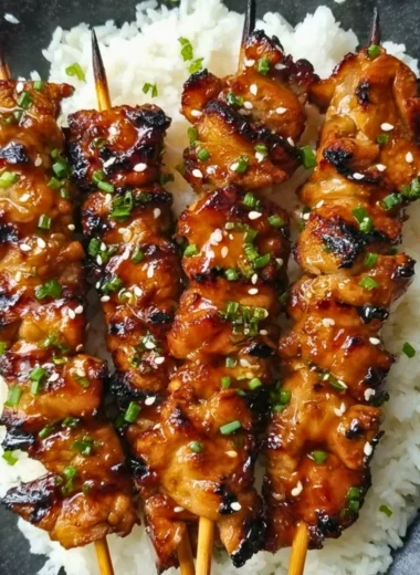 Delicious Teriyaki Chicken Skewers grilled to perfection