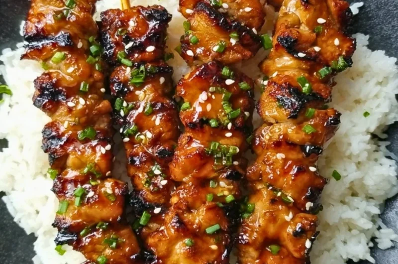 Delicious Teriyaki Chicken Skewers grilled to perfection