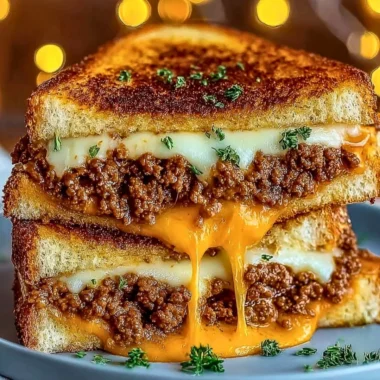 Delicious cheesy ground beef melt topped with gooey cheese and savory flavors