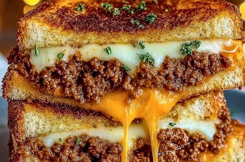 Delicious cheesy ground beef melt topped with gooey cheese and savory flavors