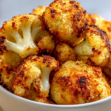 Crispy Parmesan cauliflower bites served in a bowl