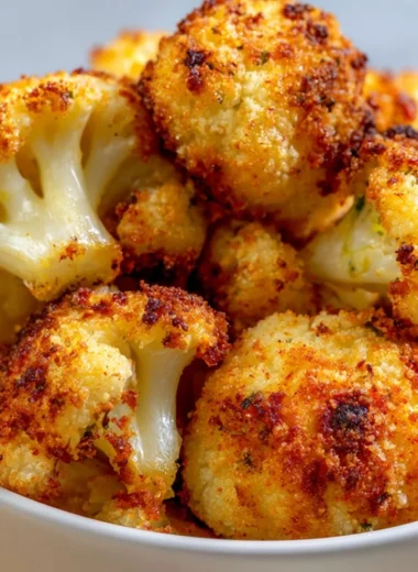 Crispy Parmesan cauliflower bites served in a bowl